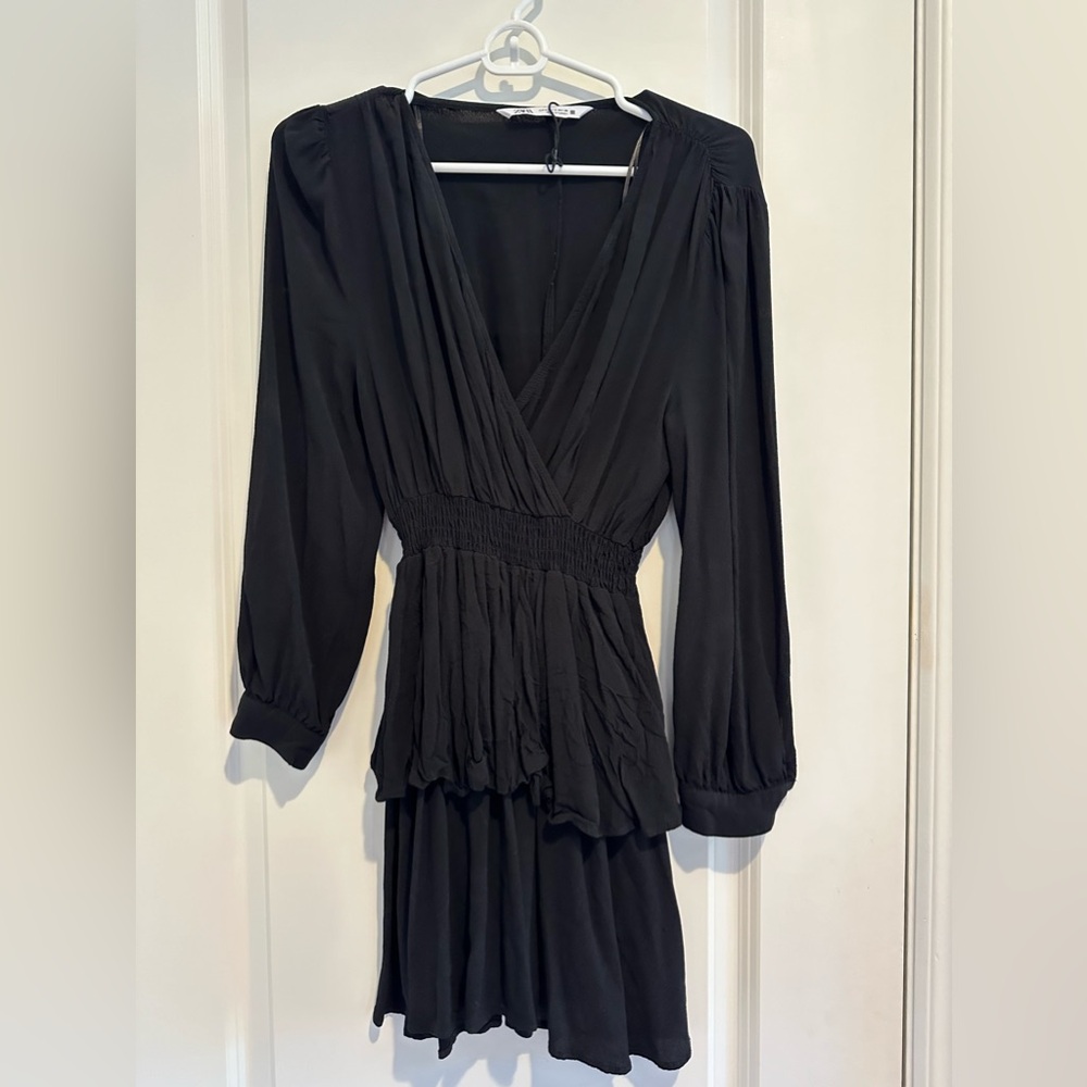 Black long sleeve Zara ruffle dress